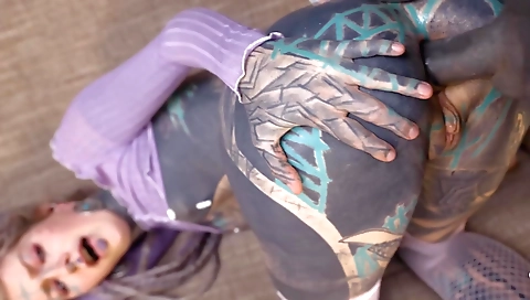 Blonde gets fucked with a large dildo and a big dick