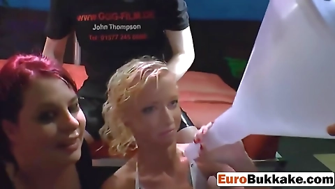 Filthy European Whores Are Showered With Piss In Gang B