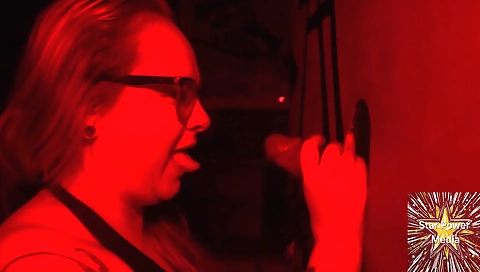 This blonde milf is giving you a blow job with cum in her mouth