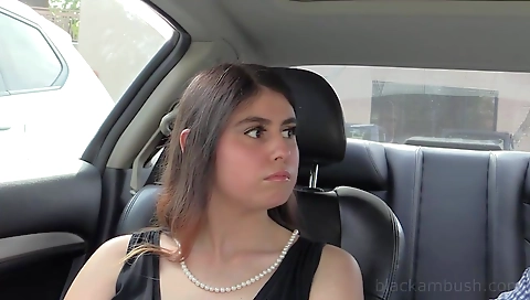 Amateur brunette girl is about to have sex with black guy