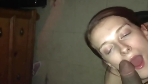 Gorgeous blonde with a nice body is getting a big dick in her face