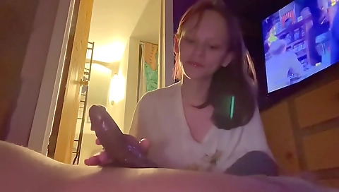 Brunette milf enjoys getting a big cock in her mouth