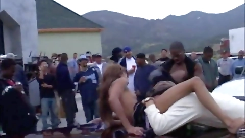 Ebony chicks get their asses drilled and faces covered with cum