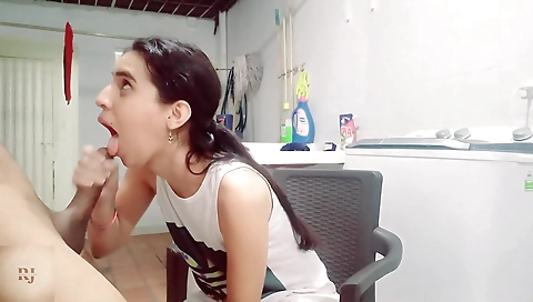 Latina with tattooed small tits gets deepthroated in bed