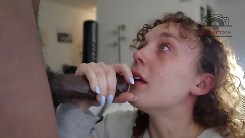 A big cock gets in the mouth and gets a deepthroat blowjob