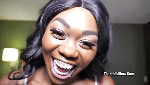 Ebony hottie with a big ass and a tattooed pussy fucked