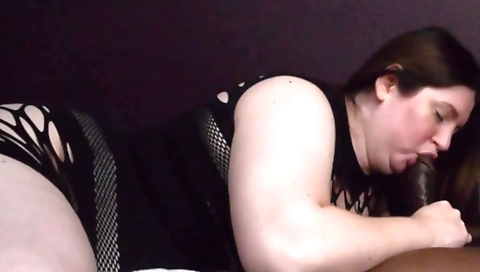 Deepthroat and hardcore interracial sex with a brunette