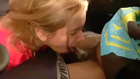 Blonde amateur girl gets facial in front of camera