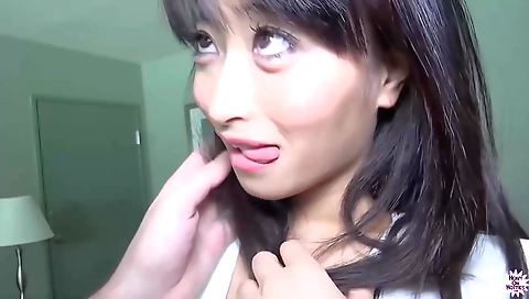 Asian girl with small ass is getting a hard boner on