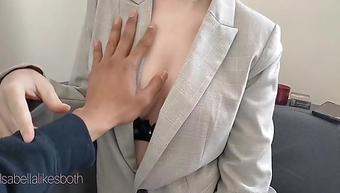 Hot milf with a sexy body gets a blowjob and handjob