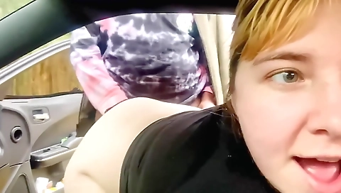 Slutty blonde girl fucks boyfriend outdoors in the backyard