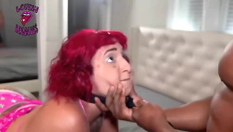 Tattooed redhead rides black dick in POV threesome