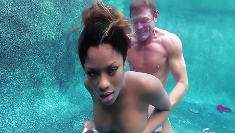 Ebony milf fucked by her black boyfriend in a blowjob