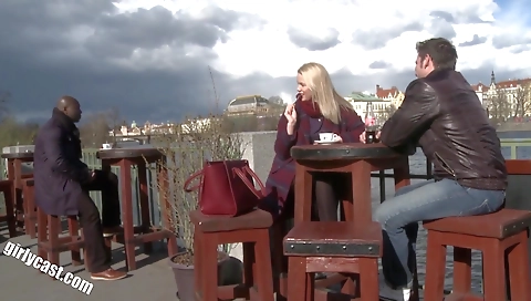 Blonde whore is getting her ass fucked at the casting