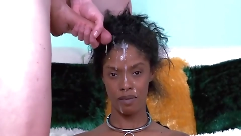 Ebony blonde with tattoos get face fucked and penetrated