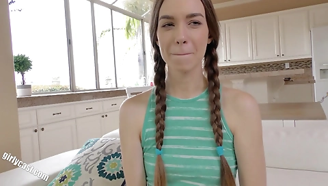 Intermacial casting video with a hot brunette casting actress