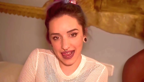 A sexy young girl riding on a dick in her stockings