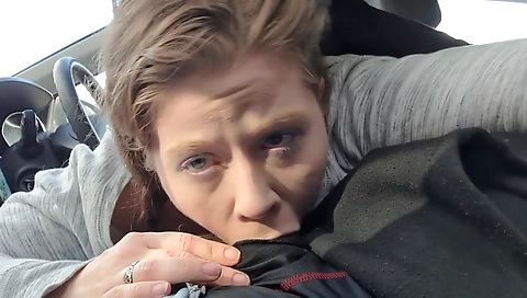 Big black cock in my brunette car and a deep throat facial