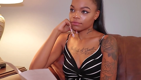 Busty brunette with a tattooed ass is getting fucked in the ass